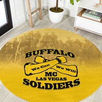 African American Buffalo Soldier Round Carpet We Can We Will - Yellow - Wonder Print Shop