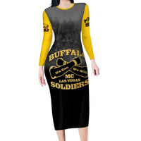 Personalized African American Buffalo Soldier Long Sleeve Bodycon Dress We Can We Will - Black - Wonder Print Shop