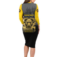 Personalized African American Buffalo Soldier Long Sleeve Bodycon Dress We Can We Will - Black - Wonder Print Shop