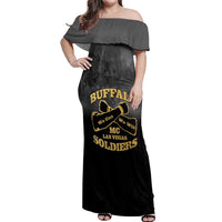 Personalized African American Buffalo Soldier Off Shoulder Maxi Dress We Can We Will - Black - Wonder Print Shop