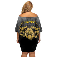 Personalized African American Buffalo Soldier Off Shoulder Short Dress We Can We Will - Black - Wonder Print Shop