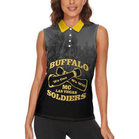 Personalized African American Buffalo Soldier Women Sleeveless Polo Shirt We Can We Will - Black - Wonder Print Shop