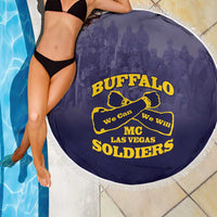 African American Buffalo Soldier Beach Blanket We Can We Will - Navy Blue - Wonder Print Shop