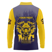 Personalized African American Buffalo Soldier Long Sleeve Polo Shirt We Can We Will - Navy Blue - Wonder Print Shop