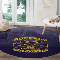 African American Buffalo Soldier Round Carpet We Can We Will - Navy Blue - Wonder Print Shop