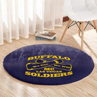 African American Buffalo Soldier Round Carpet We Can We Will - Navy Blue - Wonder Print Shop