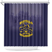 African American Buffalo Soldier Shower Curtain We Can We Will - Navy Blue - Wonder Print Shop