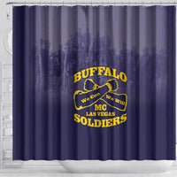 African American Buffalo Soldier Shower Curtain We Can We Will - Navy Blue - Wonder Print Shop