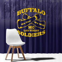 African American Buffalo Soldier Window Curtain We Can We Will - Navy Blue - Wonder Print Shop