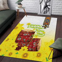 Ethiopian Enkutatash Area Rug Kebero Drum With Adey Abeba Flower - Wonder Print Shop