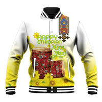 Ethiopian Enkutatash Baseball Jacket Kebero Drum With Adey Abeba Flower - Wonder Print Shop