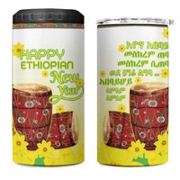 Ethiopian Enkutatash 4 in 1 Can Cooler Tumbler Kebero Drum With Adey Abeba Flower - Wonder Print Shop