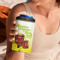 Ethiopian Enkutatash 4 in 1 Can Cooler Tumbler Kebero Drum With Adey Abeba Flower - Wonder Print Shop