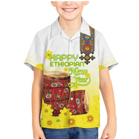 Ethiopian Enkutatash Family Matching Mermaid Dress and Hawaiian Shirt Kebero Drum With Adey Abeba Flower - Wonder Print Shop