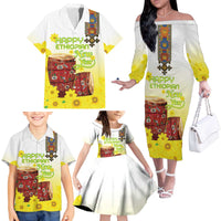 Ethiopian Enkutatash Family Matching Off The Shoulder Long Sleeve Dress and Hawaiian Shirt Kebero Drum With Adey Abeba Flower - Wonder Print Shop