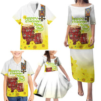 Ethiopian Enkutatash Family Matching Puletasi and Hawaiian Shirt Kebero Drum With Adey Abeba Flower - Wonder Print Shop