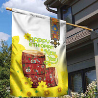 Ethiopian Enkutatash Garden Flag Kebero Drum With Adey Abeba Flower - Wonder Print Shop