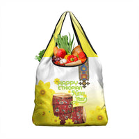 Ethiopian Enkutatash Grocery Bag Kebero Drum With Adey Abeba Flower - Wonder Print Shop