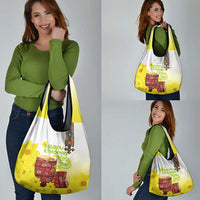 Ethiopian Enkutatash Grocery Bag Kebero Drum With Adey Abeba Flower - Wonder Print Shop