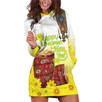 Ethiopian Enkutatash Hoodie Dress Kebero Drum With Adey Abeba Flower - Wonder Print Shop
