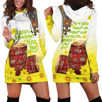 Ethiopian Enkutatash Hoodie Dress Kebero Drum With Adey Abeba Flower - Wonder Print Shop