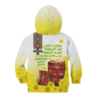 Ethiopian Enkutatash Kid Hoodie Kebero Drum With Adey Abeba Flower - Wonder Print Shop