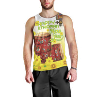 Ethiopian Enkutatash Men Tank Top Kebero Drum With Adey Abeba Flower - Wonder Print Shop