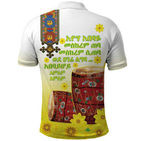 Ethiopian Enkutatash Polo Shirt Kebero Drum With Adey Abeba Flower - Wonder Print Shop