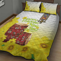 Ethiopian Enkutatash Quilt Bed Set Kebero Drum With Adey Abeba Flower - Wonder Print Shop