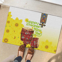 Ethiopian Enkutatash Rubber Doormat Kebero Drum With Adey Abeba Flower - Wonder Print Shop