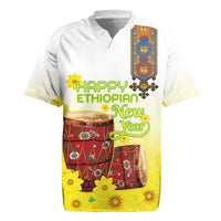 Ethiopian Enkutatash Rugby Jersey Kebero Drum With Adey Abeba Flower - Wonder Print Shop