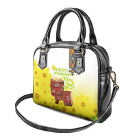 Ethiopian Enkutatash Shoulder Handbag Kebero Drum With Adey Abeba Flower - Wonder Print Shop