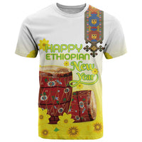 Ethiopian Enkutatash T Shirt Kebero Drum With Adey Abeba Flower - Wonder Print Shop