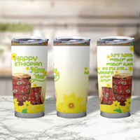 Ethiopian Enkutatash Tumbler Cup Kebero Drum With Adey Abeba Flower - Wonder Print Shop