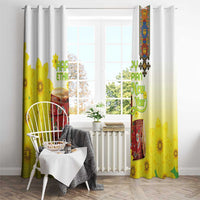 Ethiopian Enkutatash Window Curtain Kebero Drum With Adey Abeba Flower - Wonder Print Shop