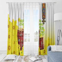 Ethiopian Enkutatash Window Curtain Kebero Drum With Adey Abeba Flower - Wonder Print Shop