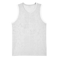 Nigeria Osun-Osogbo Festival Basketball Jersey White Lily Lei With Yoruba Pattern - Wonder Print Shop