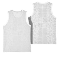 Nigeria Osun-Osogbo Festival Basketball Jersey White Lily Lei With Yoruba Pattern - Wonder Print Shop