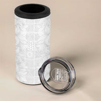 Nigeria Osun-Osogbo Festival 4 in 1 Can Cooler Tumbler White Lily Lei With Yoruba Pattern - Wonder Print Shop