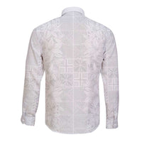 Nigeria Osun-Osogbo Festival Long Sleeve Button Shirt White Lily Lei With Yoruba Pattern - Wonder Print Shop