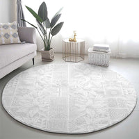 Nigeria Osun-Osogbo Festival Round Carpet White Lily Lei With Yoruba Pattern - Wonder Print Shop