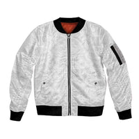 Nigeria Osun-Osogbo Festival Sleeve Zip Bomber Jacket White Lily Lei With Yoruba Pattern - Wonder Print Shop