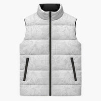 Nigeria Osun-Osogbo Festival Sleeveless Puffer Jacket White Lily Lei With Yoruba Pattern - Wonder Print Shop