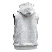 Nigeria Osun-Osogbo Festival Sleeveless Zip Hoodie White Lily Lei With Yoruba Pattern - Wonder Print Shop