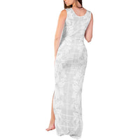 Nigeria Osun-Osogbo Festival Tank Maxi Dress White Lily Lei With Yoruba Pattern - Wonder Print Shop