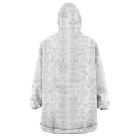 Nigeria Osun-Osogbo Festival Wearable Blanket Hoodie White Lily Lei With Yoruba Pattern - Wonder Print Shop