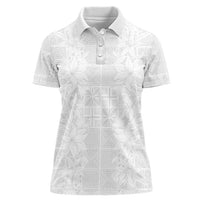 Nigeria Osun-Osogbo Festival Women Polo Shirt White Lily Lei With Yoruba Pattern - Wonder Print Shop