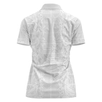 Nigeria Osun-Osogbo Festival Women Polo Shirt White Lily Lei With Yoruba Pattern - Wonder Print Shop