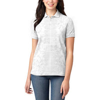 Nigeria Osun-Osogbo Festival Women Polo Shirt White Lily Lei With Yoruba Pattern - Wonder Print Shop