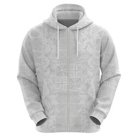 Nigeria Osun-Osogbo Festival Zip Hoodie White Lily Lei With Yoruba Pattern - Wonder Print Shop